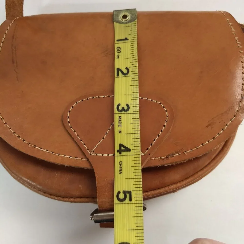Frances Denney Leather Purse Bag Mini Saddlebag Crossbody Strap  Buckle Closure